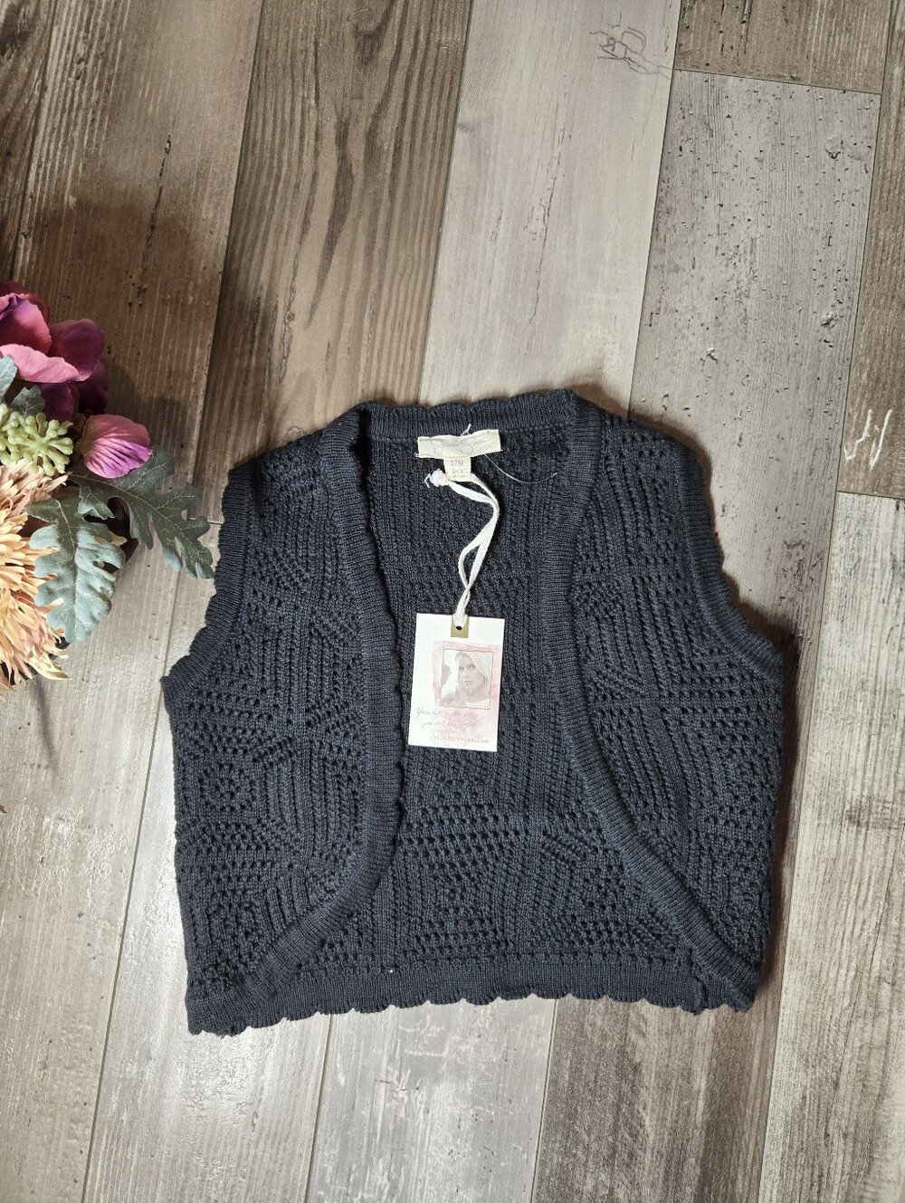 NWT Jessica Simpson Black Crochet Knit Vest Cardigan – Baby Girl 12M